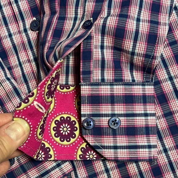 Dolce Men’s Slim Fit Button Down Contrast Cuffs Plaid Shirt Sz. L - Picture 5 of 12